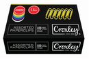 CROXLEY 33mm PVC Assorted Paper Clips 100's Pack of 10