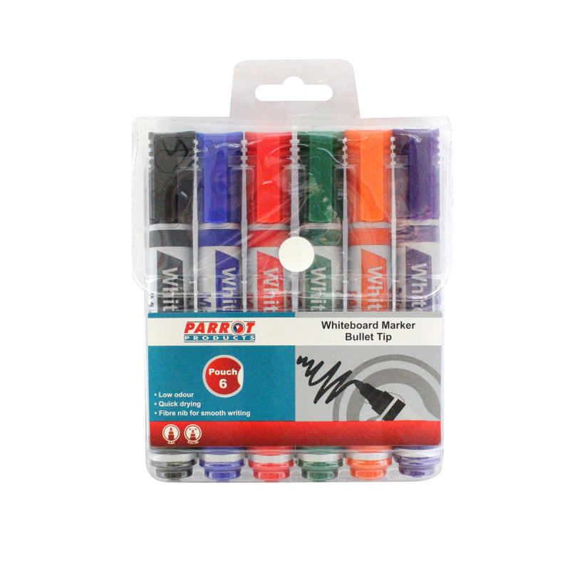 Parrot Whiteboard Marker Bullet Tip (Pack of 6 Assorted)